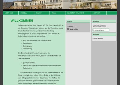 Screenshot Website Dimo Handels AG