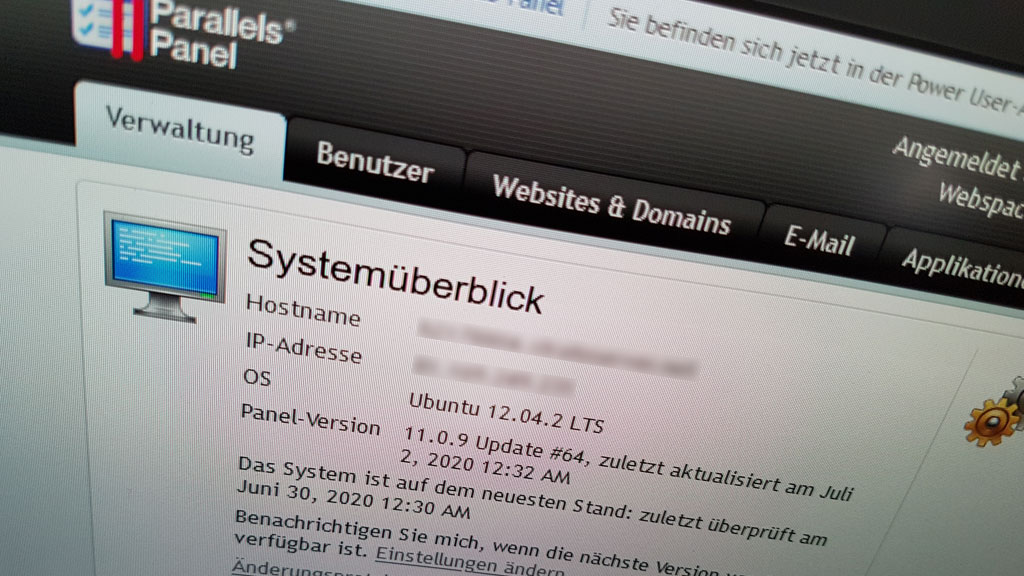 Screenshot Webserver Verwaltung